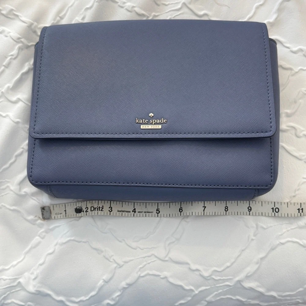 Kate Spade Blue Crossbody Classic Flap Purse Handbag Bag
